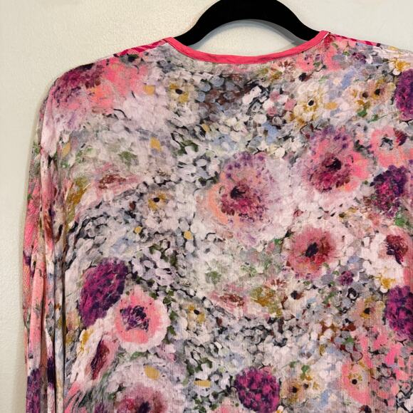 Blink London Anthropologie Kimono Cover Up One Size Pink Multi Floral Open Front - Picture 8 of 10